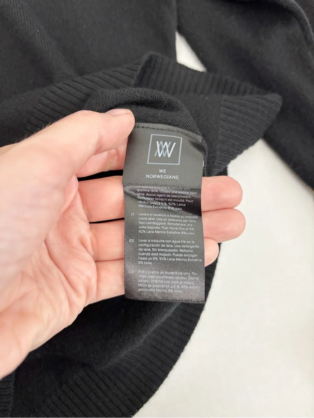 We Norwegians Geilo Metallic Striped Merino Wool Half-Zip Sweater Black Size S